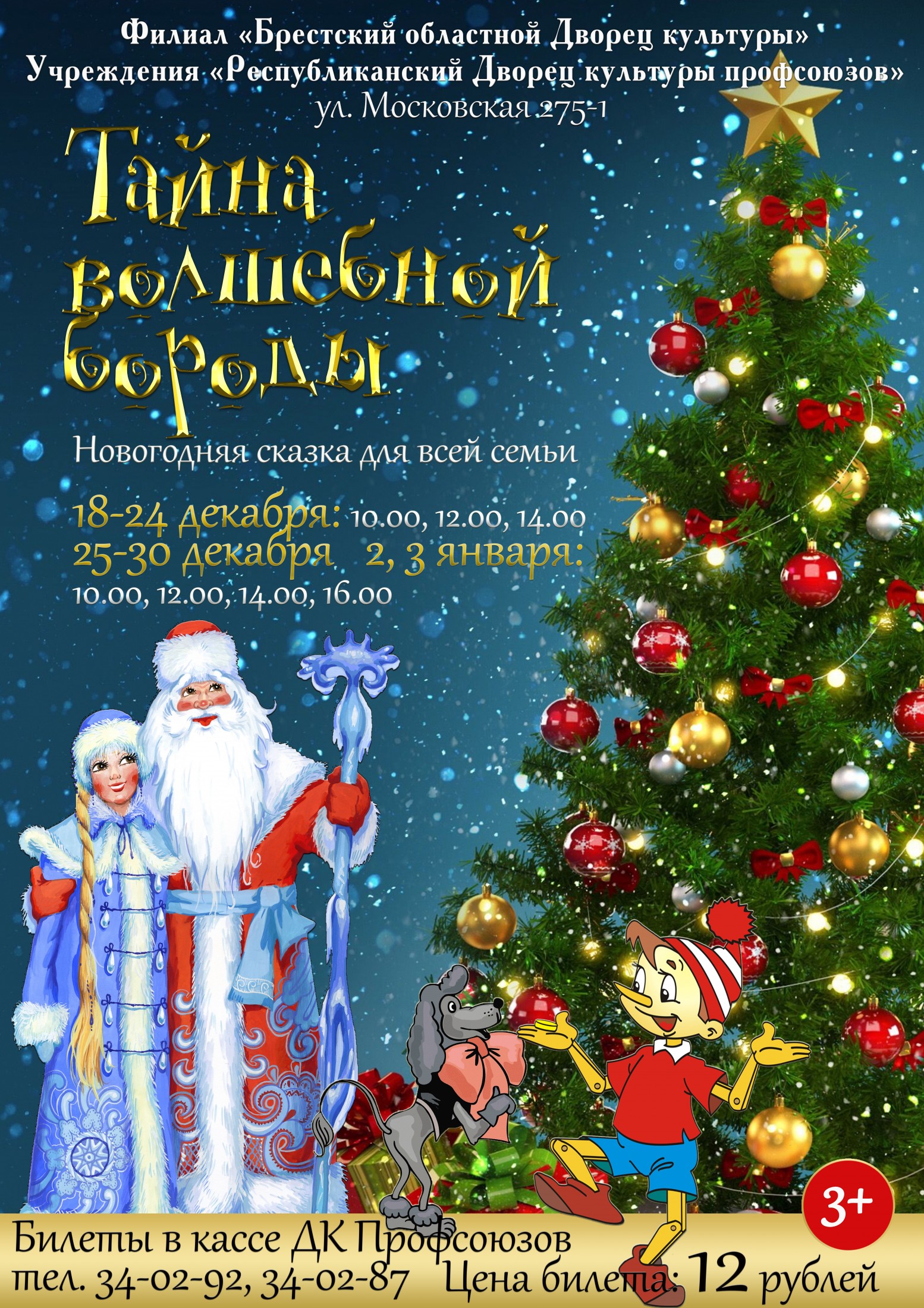 Брестский областной Дворец культуры профсоюзов приглашает: Новогодняя сказка для всей семьи 